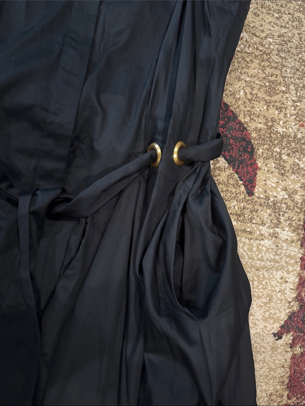 Donna Karan Sleeveless Black Maxi Shirt Dress with Belt - Picture 4 of 7